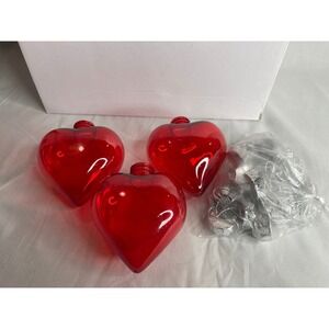 24 Pack Red Heart Shaped Clear Plastic Ornaments DIY Crafts Valentines Day